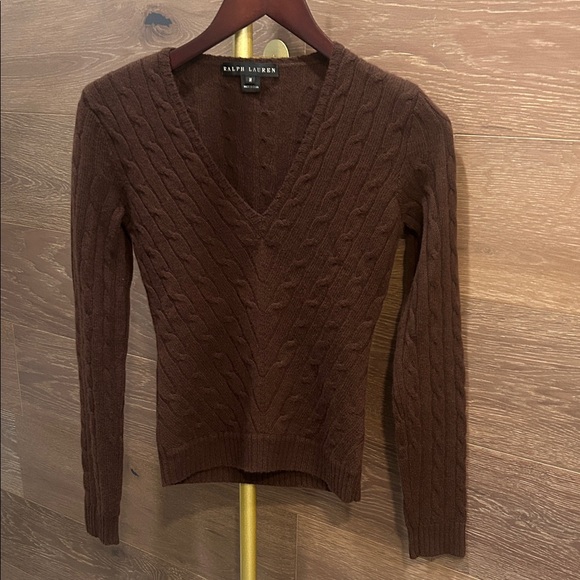 Ralph Lauren Women's V-Neck Sweater in Rich Brown - Picture 1 of 14